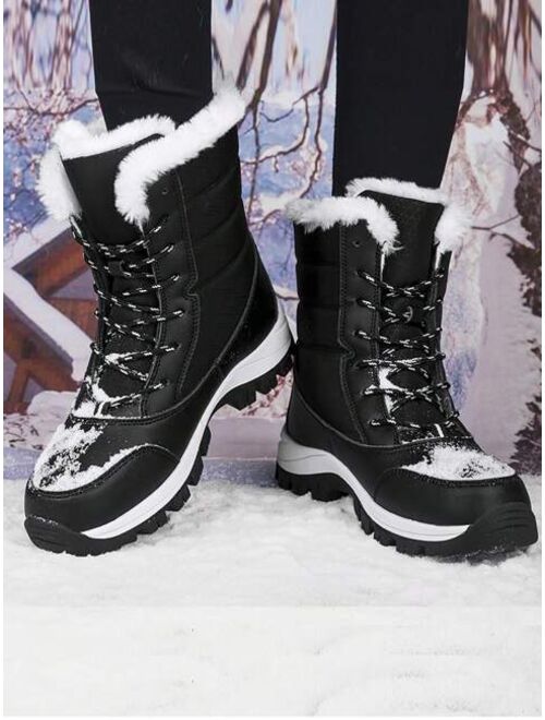 ThankForYou Shoes New High-top Slip-resistant Thickened And Fleece-lined Women's Snow Boots For Outdoor Sports, Hiking And Travelling