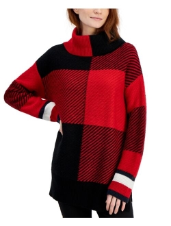 Women's Colorblocked Turtleneck Tunic Sweater