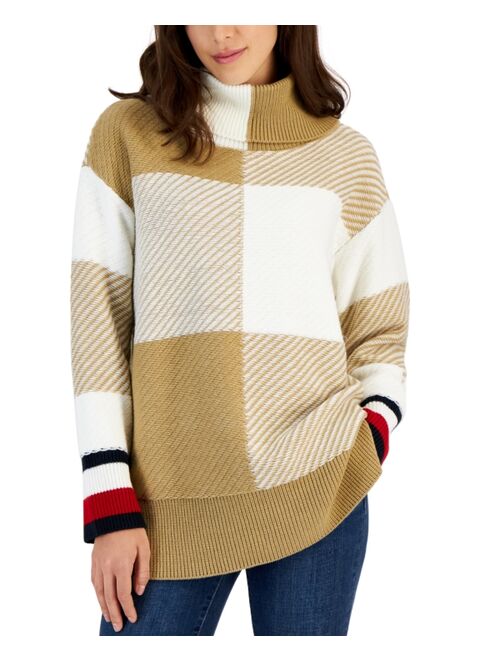 Tommy Hilfiger Women's Colorblocked Turtleneck Tunic Sweater