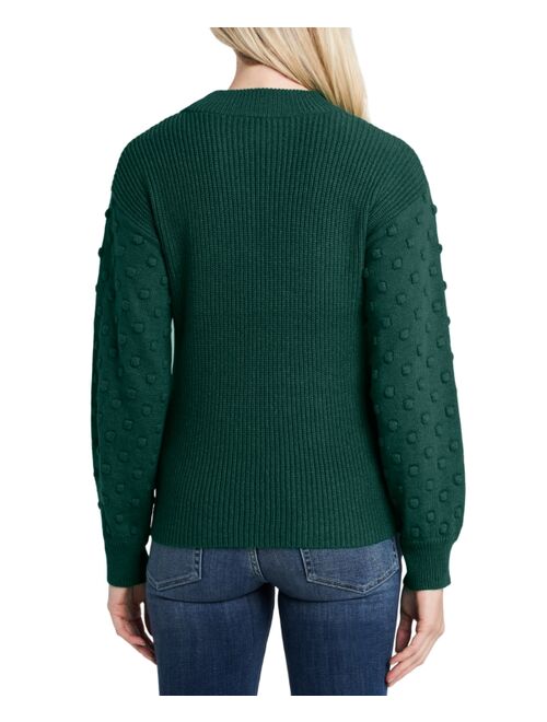 CeCe Women's Crewneck Bobble Detail Long Sleeve Sweater