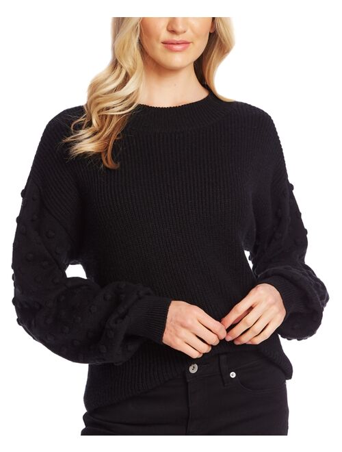 CeCe Women's Crewneck Bobble Detail Long Sleeve Sweater