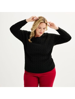 Plus Size Croft & Barrow The Extra Soft Cabled Crew Neck Sweater