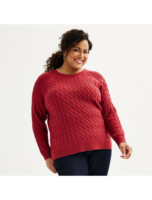 Plus Size Croft & Barrow The Extra Soft Cabled Crew Neck Sweater