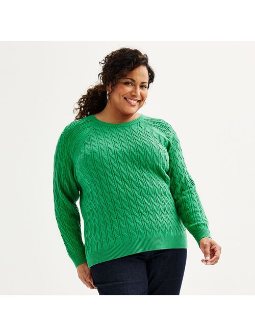 Plus Size Croft & Barrow The Extra Soft Cabled Crew Neck Sweater