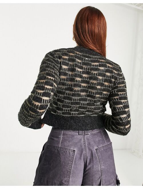 COLLUSION knit metallic sweater in black with gold detail