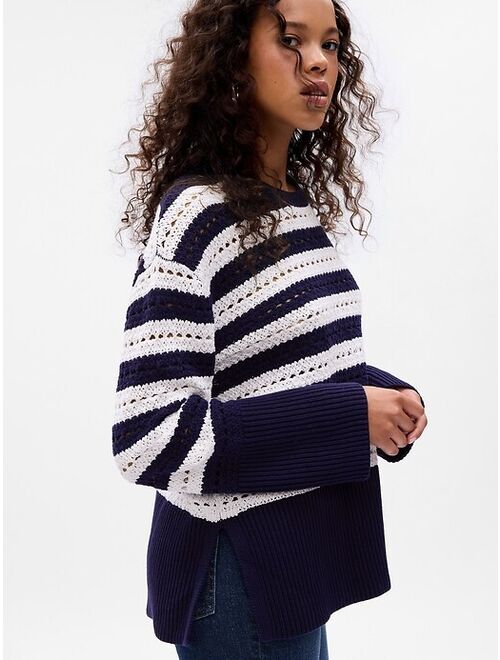 Gap 24/7 Split-Hem Crochet Sweater