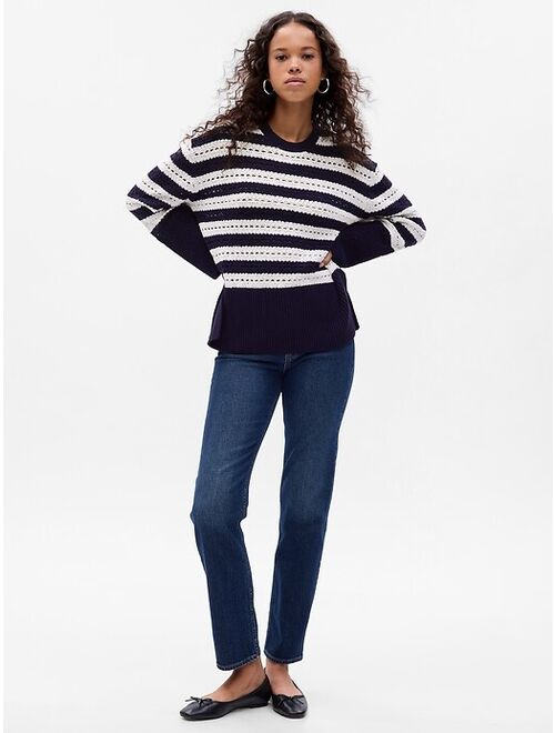 Gap 24/7 Split-Hem Crochet Sweater