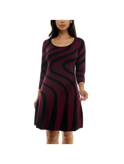 Women's Nina Leonard A-Line Jacquard Sweater Dress
