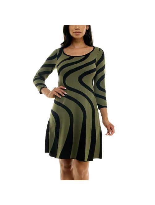 Women's Nina Leonard A-Line Jacquard Sweater Dress