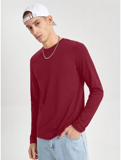 Shein Manfinity Basics Men Cotton Solid Round Neck Tee