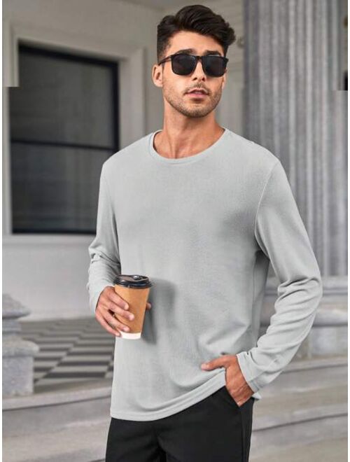 Shein Manfinity Basics Men Solid Round Neck Tee