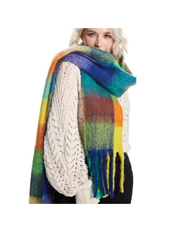 MissShorthair Oversized Chunky Scarf for Women Winter Warm Colorful Blanket Big Scarfs Plaid Thick Scarves Soft Fluffy Shawl