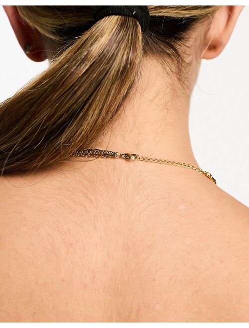 Lost Souls stainless steel multi row chain necklace in gold