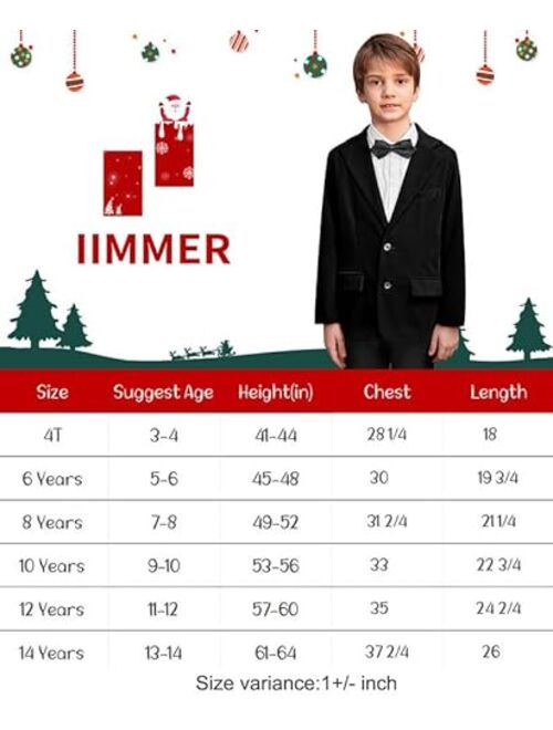 IIMMER Christmas Boys Solid Velvet Formal Blazer 4-12 Years