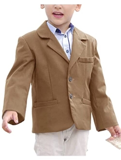 Fommykin Boys' Casual Blazer Jackets Two Button Closure Fashion Sport Coats Suit Tops with Pockets for Toddler Boys