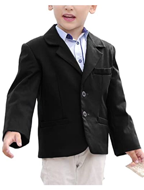 Fommykin Boys' Casual Blazer Jackets Two Button Closure Fashion Sport Coats Suit Tops with Pockets for Toddler Boys