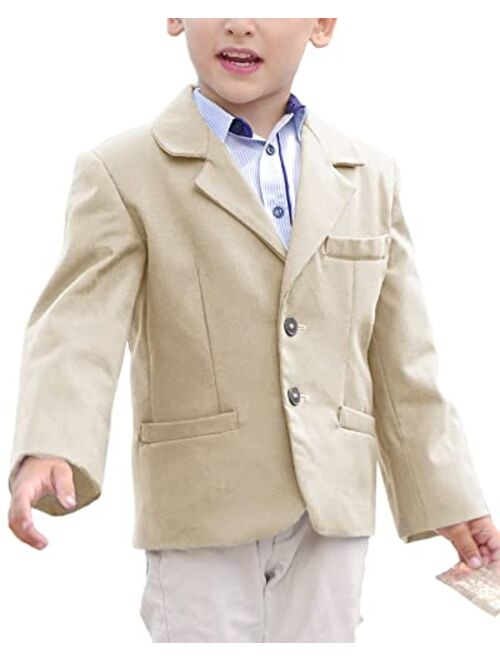 Fommykin Boys' Casual Blazer Jackets Two Button Closure Fashion Sport Coats Suit Tops with Pockets for Toddler Boys