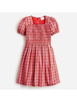 Girls' smocked dress in tiny tartan