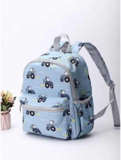 Shein Kids Cartoon Dinosaur Pattern Classic Backpack Cute Adjustable Strap Book-Bag