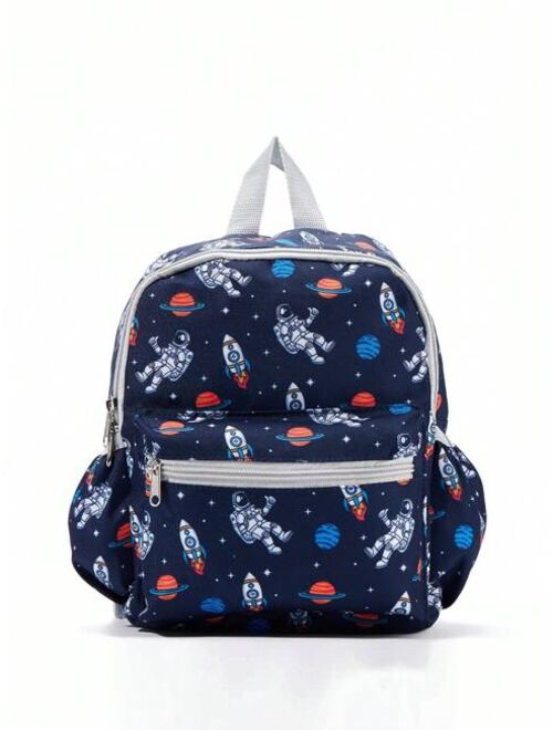 Shein Kids Cartoon Dinosaur Pattern Classic Backpack Cute Adjustable Strap Book-Bag