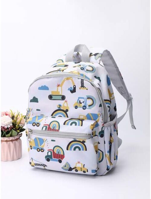 Shein Kids Cartoon Dinosaur Pattern Classic Backpack Cute Adjustable Strap Book-Bag