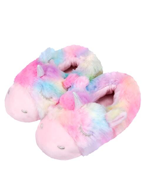 Orthoshoes Girls Fluffy Slippers,Sequin Faux Fur Fuzzy Slip-on House Slippers with Memory Foam House Shoes for Girls Bedroom Slippers