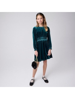 Girls' smocked velvet dress