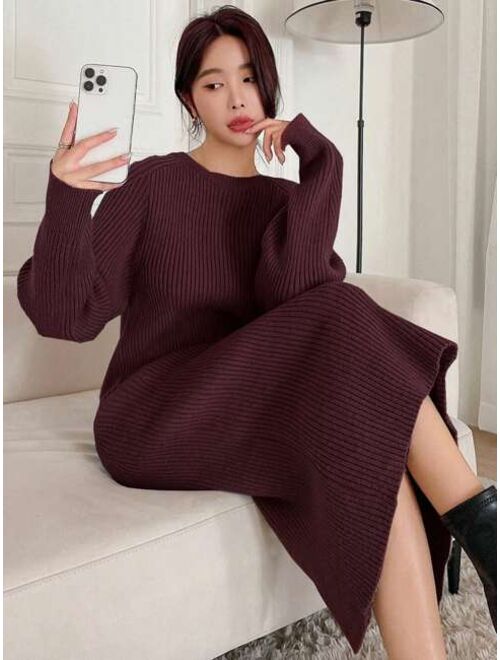 DAZY Ribbed Knit Drop Shoulder Sweater Dress