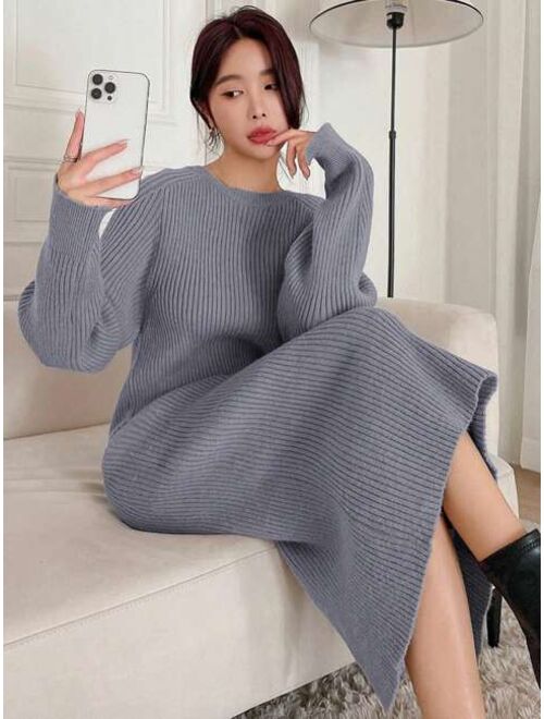 DAZY Ribbed Knit Drop Shoulder Sweater Dress