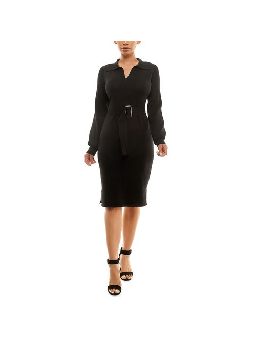 Women's Nina Leonard Johnny Collar Sweater Dress