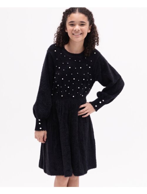 Rare Editions Big Girls Imitation-Pearl Embellished Sweater Dress