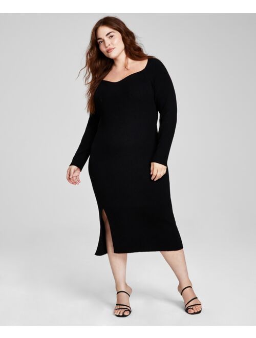 And Now This Trendy Plus Size Ribbed Side-Slit Dress