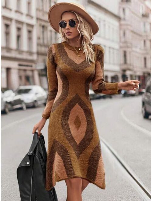 SHEIN Frenchy Graphic Pattern Sweater Dress