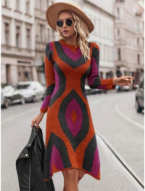 SHEIN Frenchy Graphic Pattern Sweater Dress