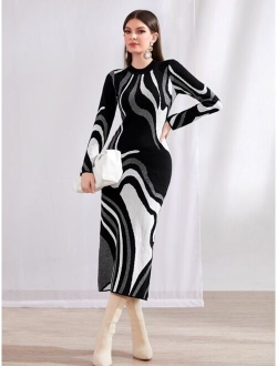 SHEIN Mulvari Women s Zebra Pattern Sweater Dress