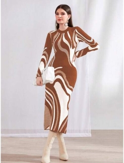 SHEIN Mulvari Women s Zebra Pattern Sweater Dress