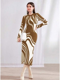 SHEIN Mulvari Women s Zebra Pattern Sweater Dress