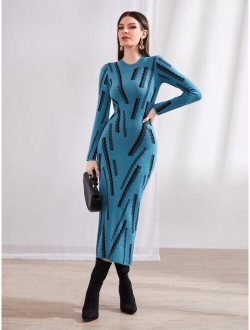 SHEIN Modely Graphic Pattern Sweater Dress