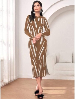 SHEIN Modely Graphic Pattern Sweater Dress