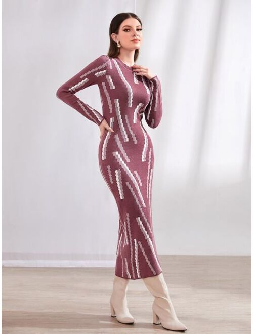 SHEIN Modely Graphic Pattern Sweater Dress