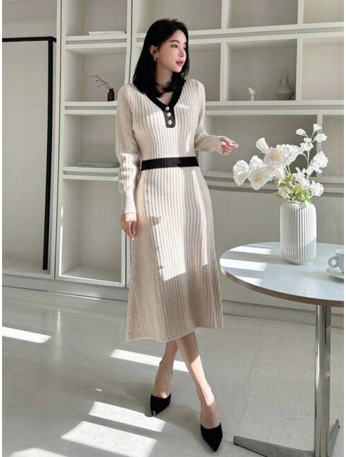 DAZY Women S Color Block Knitted Sweater Dress