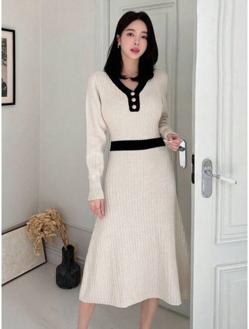 DAZY Women S Color Block Knitted Sweater Dress