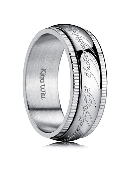 King Will 7mm 8mm One Ring for Men Lord Rings Magic Power Rings Silver Titanium Rings Wedding Band for Men Women Comfort Fit Sipnner Ring High Polished