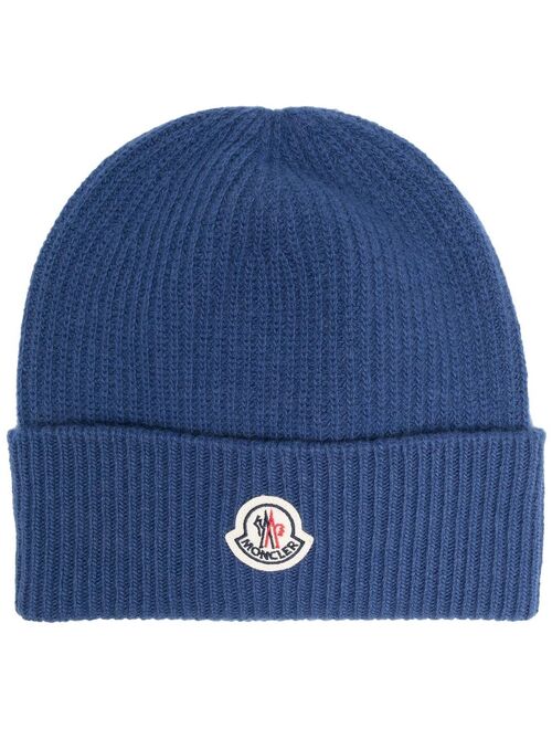 Moncler logo-patch beanie hat