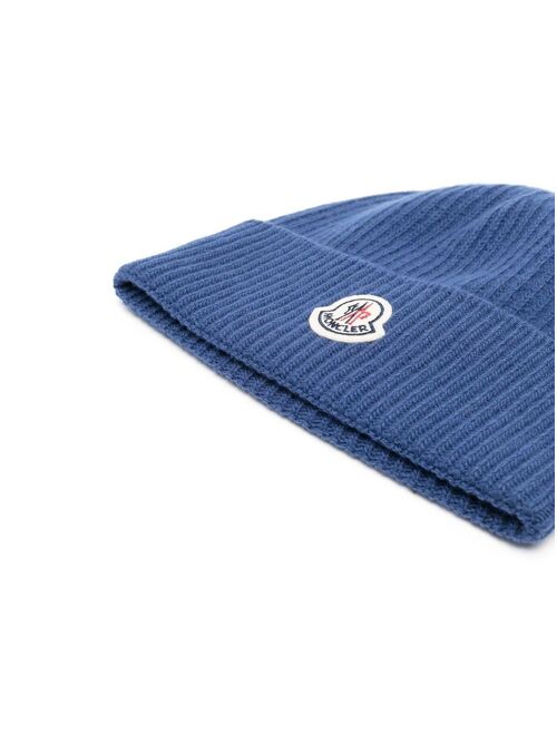 Moncler logo-patch beanie hat