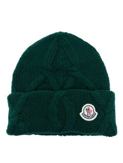 logo-patch wool beanie