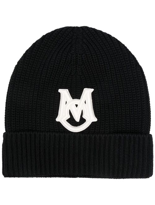 Moncler logo-patch ribbed-knit beanie