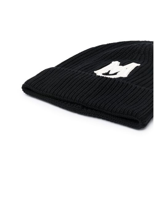 Moncler logo-patch ribbed-knit beanie