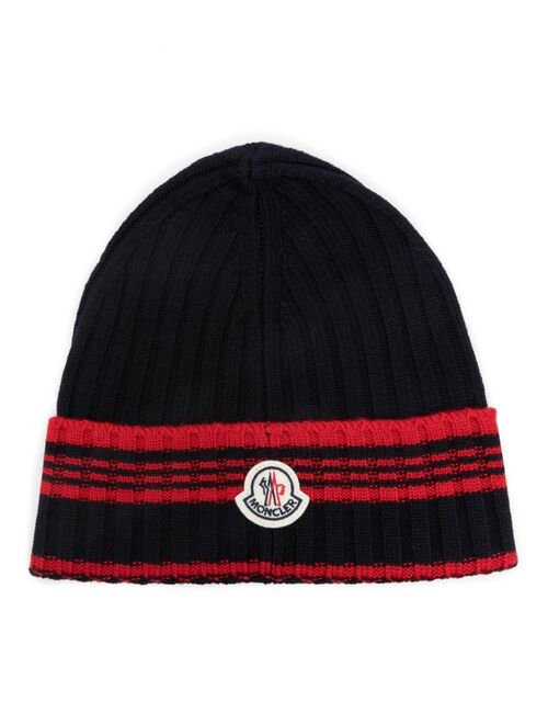 Moncler intarsia-knit logo virgin wool beanie