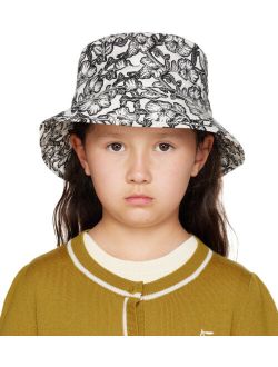 Kids White & Black Flowers Bucket Hat